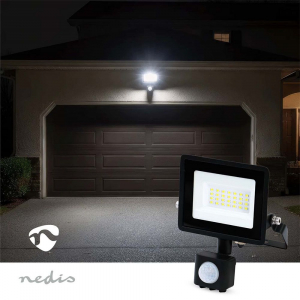 Nedis mozg&aacute;s&eacute;rz&eacute;kelős LED reflektor 20W (LLFLP16BLK)