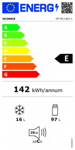 HEINNER egyajt&oacute;s hűtőszekr&eacute;ny feh&eacute;r (HF-M113E++)