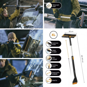 Fiskars X-series aut&oacute;s h&oacute;seprű/leh&uacute;z&oacute; &eacute;s j&eacute;gkapar&oacute;, forgathat&oacute; fejjel, teleszk&oacute;pos, XL (1078492)