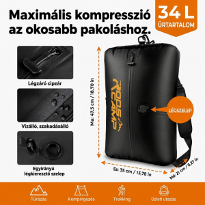 RoosCamp utaz&oacute; v&aacute;kuum t&aacute;rol&oacute; zs&aacute;k 34l (TVSB-B)