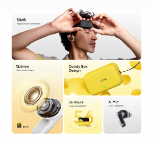 realme Buds T500 Pro Bluetooth f&uuml;lhallgat&oacute; Chocolate - fekete