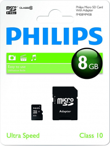 8GB microSDHC Philips CL10 + adapter (FM08MP45B)