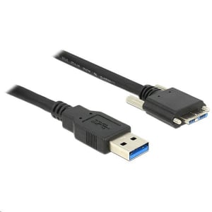 Delock 83597 USB 3.0 A típusú dugó > USB 3.0 Micro-B típusú dugó csavarokkal ellátott kábel 1m