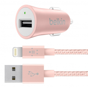 Belkin MIXIT Metallic univerzális autós töltő + Lightning kábel Rose Gold (F8J186bt04-C00)