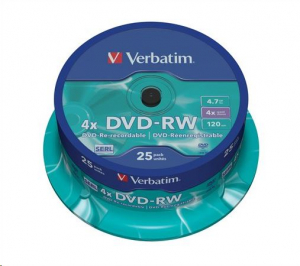 Verbatim DVD-RW 4.7GB 4X DVD lemez 25db/henger  (43639)