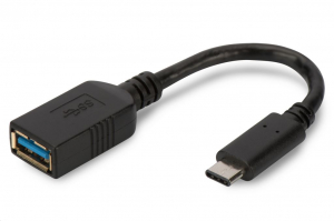 Assmann USB C -> USB A adapter kábel fekete 0.15m (AK-300315-001-S)