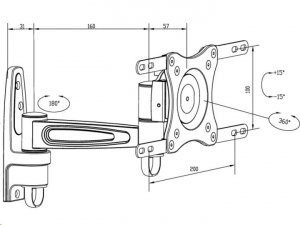 Multibrackets fali r&ouml;gz&iacute;tő LCD/PLAZMA/LED karos d&ouml;nthető, forgathat&oacute; konzol 15-32"  (7350022736085)