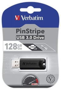 Pen Drive 128GB Verbatim PinStripe USB 3.0 fekete (49319)