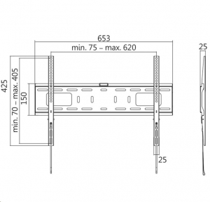 LogiLink TV tartó fali konzol fix, 37–70" max 50 kg fekete (BP0017)