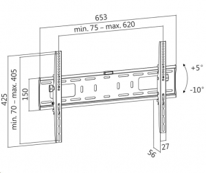 LogiLink TV tartó falikonzol dönthető 37–70" max 50 kg fekete (BP0018)