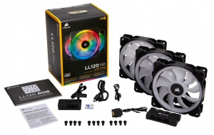 Corsair LL120 RGB 120mm PWM ház hűtő ventilátor 3db LED szabályozóval (CO-9050072-WW)