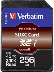 256GB SDXC Verbatim CL10 UHS-I Premium memóriakártya (44026)