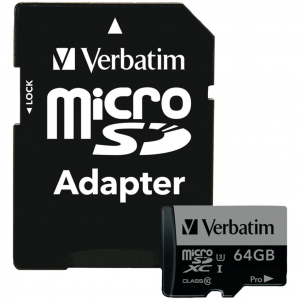 64GB microSDXC Verbatim UHS-I Pro memóriakártya + adapter (47042)