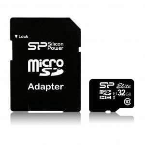 32GB microSDHC Silicon Power Elite U1 + SD adapter (SP032GBSTHBU1V10-SP)