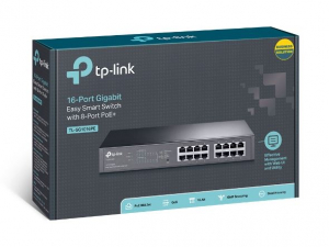 TP-Link TL-SG1016PE 10/100/1000 16 portos Poe + fémházas switch