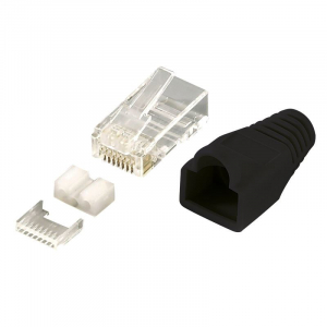 LogiLink RJ45 árnyékolt Cat.6 csatlakozó törésgátlóval 100db fekete (MP0022 )