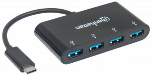 USB elosztó UB 4 port USB 3.1 MANHATTAN "SuperSpeed USB 3.1 Type-C Hub"  fekete