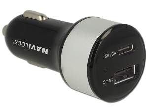 Navilock autós töltő 1xUSB-C + 1xUSB-A  (62782)