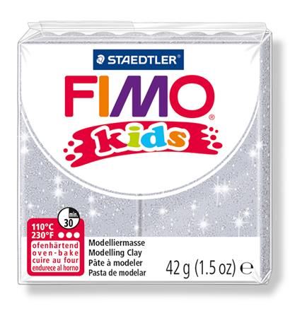 FIMO "Kids" gyurma 42g égethető glitteres ezüst (8030 812)