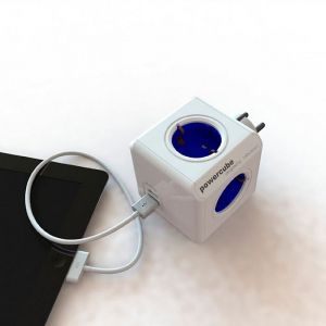 Allocacoc PowerCube Original USB h&aacute;l&oacute;zati eloszt&oacute; feh&eacute;r-k&eacute;k  (1202BL/DEOUPC)