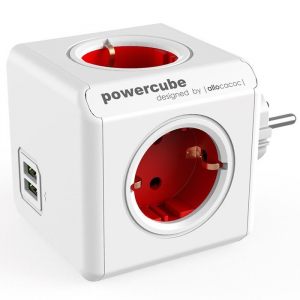 Allocacoc PowerCube Original USB hálózati elosztó fehér-piros  (1202RD/DEOUPC)