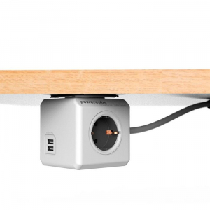 Allocacoc PowerCube Extended USB hálózati elosztó 1.5m fehér-szürke  (1402GY/DEEUPC)