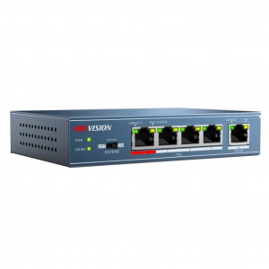 Hikvision 10/100 4x PoE + 1x uplink portos switch (DS-3E0105P-E)