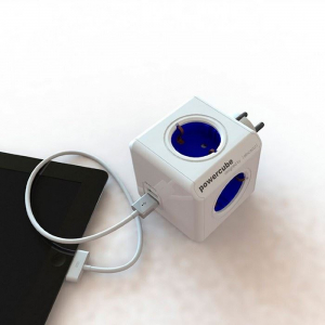 Allocacoc PowerCube Original USB hálózati elosztó fehér-kék  (1202BL/DEOUPC)