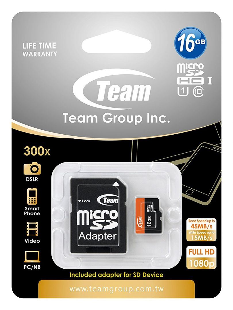16GB microSDHC TeamGroup CL10 UHS-I + adapter (TUSDH16GUHS03)
