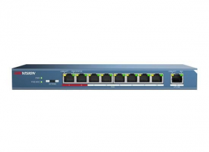 Hikvision 10/100 8x PoE + 1x uplink portos switch (DS-3E0109P-E(B))