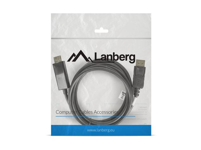 Lanberg DisplayPort --> HDMI kábel 5m fekete (CA-DPHD-10CC-0050-BK)