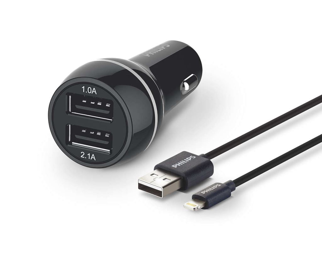Philips DLP2357V/10 autós USB töltő + Lightning kábel