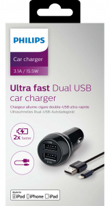 Philips DLP2357V/10 autós USB töltő + Lightning kábel