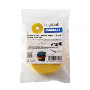 LogiLink KAB0051 tépőzáras kábelkötegelő 4m sárga