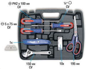 KWB PROFI CrV szerszám készlet műanyag kofferben, 40 db-os (370720)