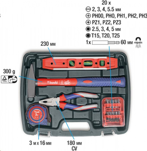 KWB PROFI CrV szerszám készlet műanyag kofferben, 40 db-os (370720)