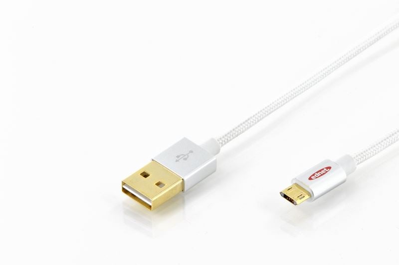 Ednet 31055 USB A - Micro USB B adat-/töltőkábel 1m ezüst