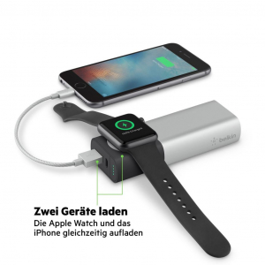 Belkin Valet Charger Power Bank 6700mAh + Apple Watch töltő ezüst-fekete (F8J201btSLV)