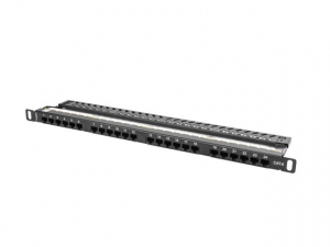Lanberg Patch panel CAT6 UTP 24 PORT 0.5U 19" fekete (PPU6-0024-B)