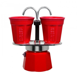 Bialetti mini Express 2 személyes kávéfőző ajándék szett piros (kávéfőző + 2 pohár) (6190)