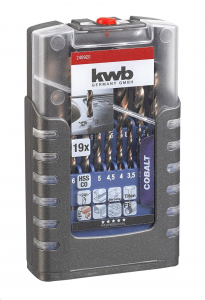 KWB PROFI HSS COBALT 5 % kobalt tartalmú hengeres spirálfúró készlet, 19 db-os (248920)