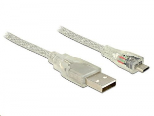 Delock 83897 USB 2.0 Type-A male > USB 2.0 Micro-B male 0.5m áttetsző