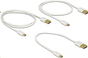 Delock 83679 adat- és gyorstöltő kábel USB 2.0 A > USB 2.0 Micro B, 3db-os, fehér