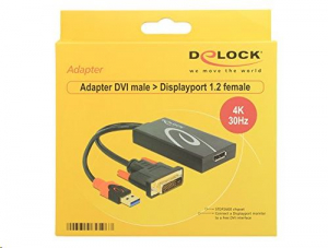 Delock 62596 DVI-dugós csatlakozó > Displayport adapter, fekete