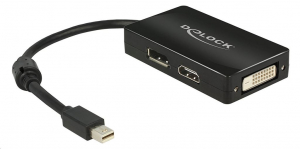 DeLock 62623 mini DisplayPort apa -> DisplayPort / HDMI / DVI adapter fekete