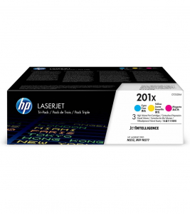 HP 201X 3 darabos nagy kapacitású LaserJet tonerkazetta ciánkék/bíbor/sárga  (CF253XM)