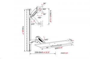 Digitus karos monitor állvány billentyűzet tartóval 17-27" 8kg (DA-90354)