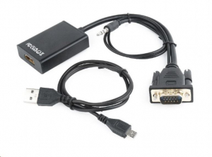 Gembird Cablexpert VGA male -> HDMI female adapter, fekete (A-VGA-HDMI-01)