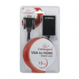 Gembird Cablexpert VGA male -> HDMI female adapter, fekete (A-VGA-HDMI-01)