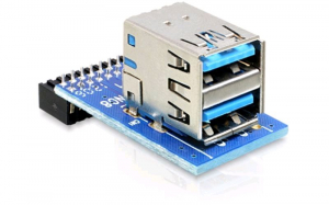 DeLock 41865 USB 3.0 pin header female -> 2 x USB 3.0 female – up